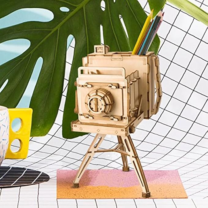 VINTAGE CAMERA MODEL KITS TO BUILD 3D WOODEN PUZZLE TOY DIY PEN CONTAINER CRAFT KIT FOR ADULTS AND KIDS - Image 4